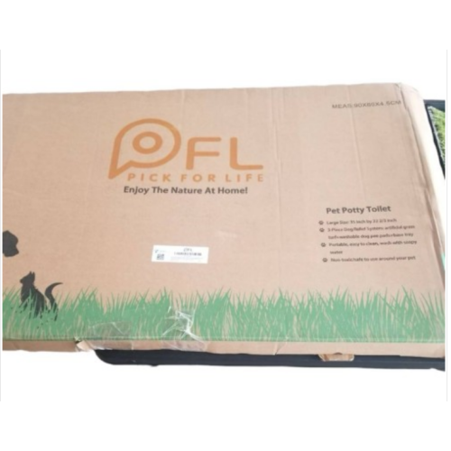 PFL Dog Grass Toilet, Large size 35 inch by 22 2/3 inch x 63.5 cm, Indoor Outdoor Dog Potty Systems, Portable Toilet with Fake Grass and Tray, Reusable Trainer Tray for Puppy Training