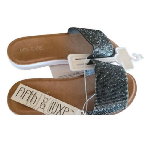 Fifth & Luxe bedazzled flip flops