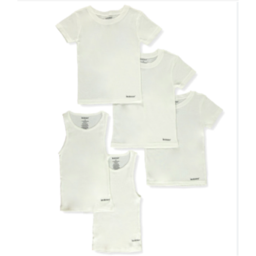 Isotoner Boys' 5-Piece Crew Neck T-Shirts And Tank Tops Set - white, 6/8