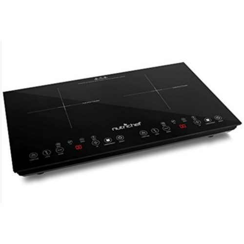 NutriChef Double Induction Cooktop - Portable 120V Digital Ceramic Dual Burner w/ Kids Safety Lock