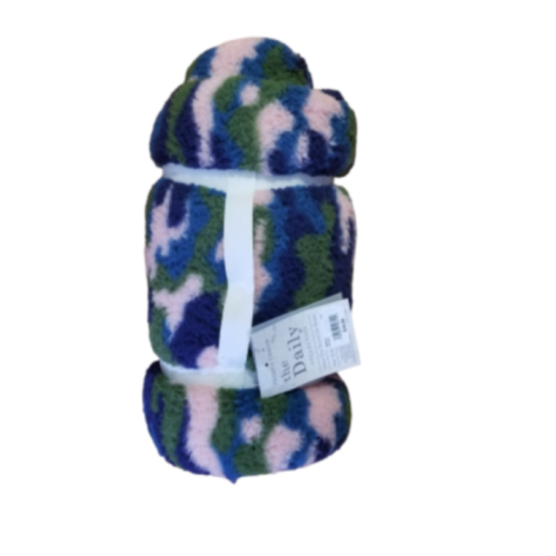 The Daily Collection Sherpa Throw Blue Camouflage 50 x 60”