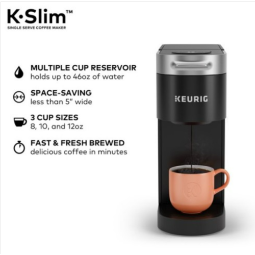 Keurig K-Slim Single Serve K-Cup Pod Coffee Maker, Black