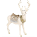 Reindeer-Figurine Christmas-Decorations Standing Deer Statue - Cream and Gold Collectible Table Desk Decor 12L x 5.5W x 15.7H inch Neman House Studio