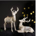 Reindeer-Figurine Christmas-Decorations Standing Deer Statue - Cream and Gold Collectible Table Desk Decor 12L x 5.5W x 15.7H inch Neman House Studio