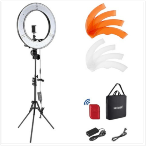 NEEWER Ring Light 18inch Kit: 55W 5600K Professional LED with Stand and Phone Holder, Soft Tube & Bag for Tattoo Lash Extension Barber Makeup Artist Studio Video Photography Lighting, RL-18