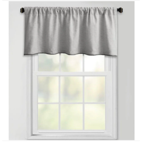 Bee & Willow Textured Herringbone Weave Window 1 Rod Pocket Valance Grey 50”x18”