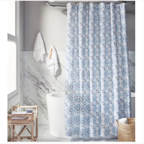 Everhome™ 72-Inch x 72-Inch Eloise Medallion Standard Shower Curtain in Skyway