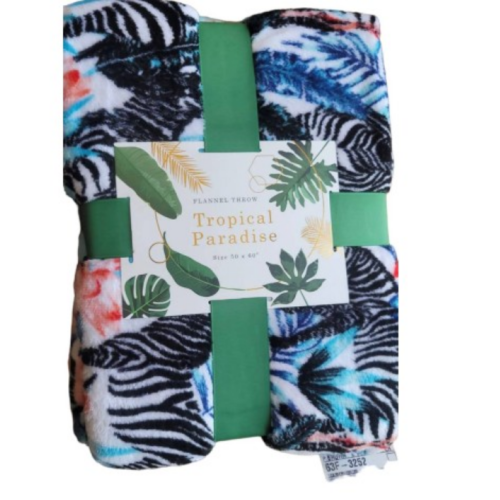 Tropical Paradise Foliage - Zebras Throw Blanket 50"x 60"