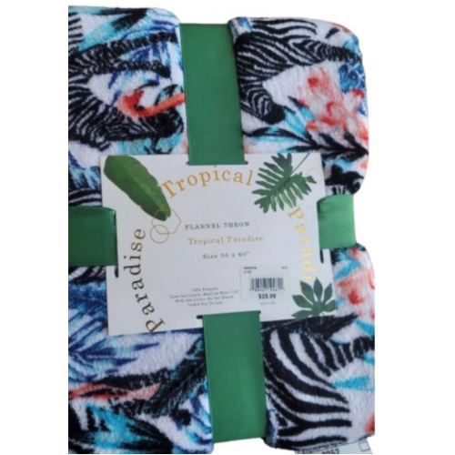 Tropical Paradise Foliage - Zebras Throw Blanket 50"x 60"