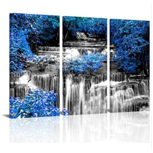 KREATIVE ARTS Canvas Prints Blue Tree Wall ArtVisual Art Decor 3 Pieces 12inx24inx3