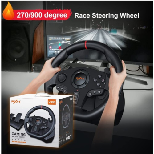 PXN V900 Steering Wheel Gaming - 270/900° Sim Xbox Racing Wheel with Pedals Paddle Shifter Vibration Feedback Wheel for Xbox One, Xbox Series S/X, PC, PS3, PS4, Switch, Android TV