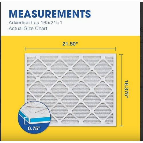 Aerostar 16 3/8x21 1/2x1 MERV 8 Pleated Air Filter, AC Furnace Air Filter, 6 Pack