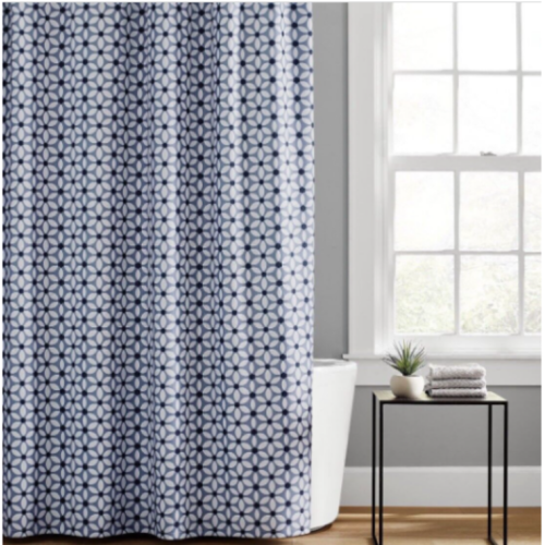 Simply Essential™ 72-Inch x 72-Inch Geo Petal Flower Shower Curtain in Blue