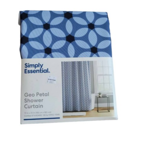 Simply Essential™ 72-Inch x 72-Inch Geo Petal Flower Shower Curtain in Blue