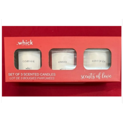 .Whick - Set of 3 Scented Candles - Cloud Nine, Lovesick, Scent of Love