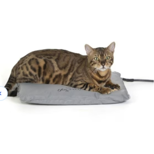 K&H Pet Products Lectro-Soft Outdoor Heated Pet Bed for Outdoor Cat House for Winter Insulated Waterproof, Chew Resistant Cord, Electric, Thermostatically Controlled, Orthopedic - Tan Small 18"x14