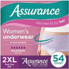 Assurance Womens Incontinence & Postpartum Underwear, 2XL, Maximum Absorbency (54 Count)