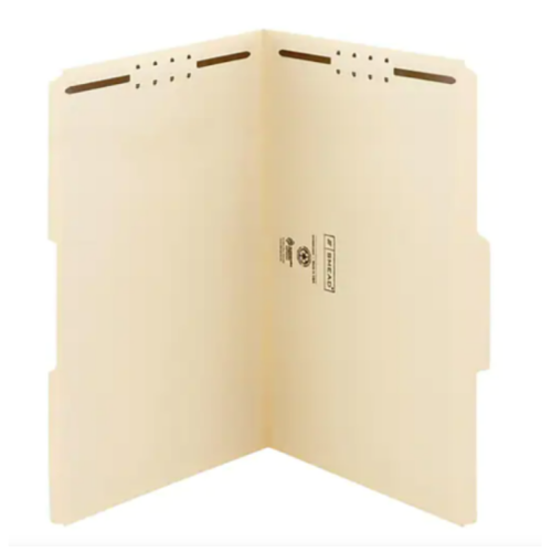 Smead Fastener File Folders, 2 Fasteners, Reinforced 1/3-Cut Tab, Legal Size, Manila, 50/Box