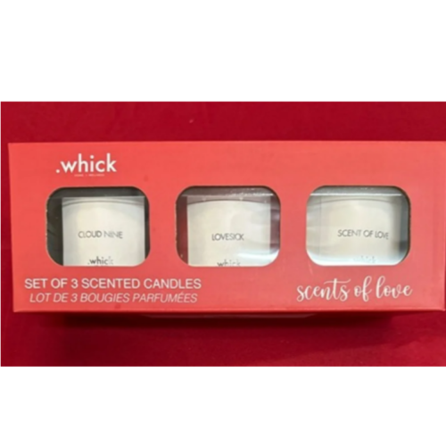 .Whick - Set of 3 Scented Candles - Cloud Nine, Lovesick, Scent of Love