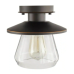 1-Light Oil Rubbed Bronze and Glass Vintage Semi-Flush Mount Hampton Bay