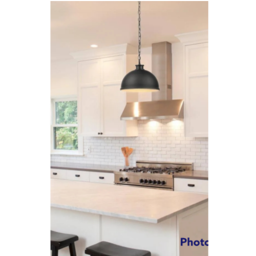 Hampton Bay Talullah 1-Light Matte Black Pendant Lighting with Gold Interior