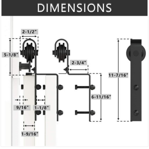 skysen 6FT Heavy Duty Sliding Barn Door Hardware Single Track Bypass Double Door Kit Black(Bypass J Shape-1)