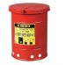 6 Gallon, Oily Waste Can, Hand-Operated Cover, Red - 09110