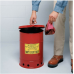 6 Gallon, Oily Waste Can, Hand-Operated Cover, Red - 09110