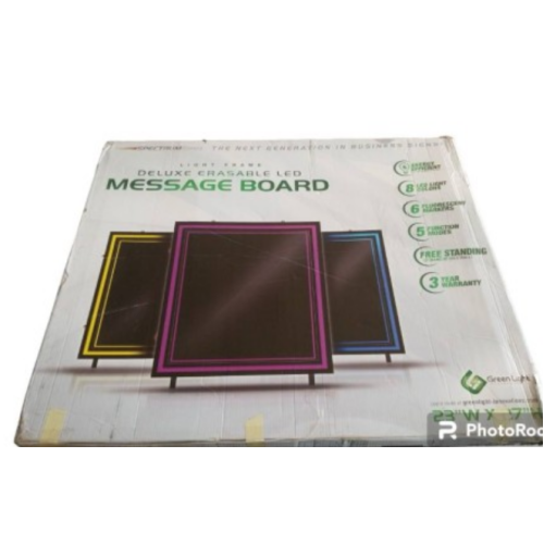 Green Light LED Message Writing Board with 8 Border Color Options, 23"L x 27"W