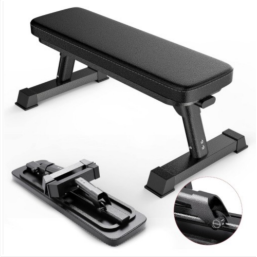 Finer Form Gym Quality Foldable Flat Bench for Multi-Purpose Weight Training and Ab Exercises - Free PDF Workout Chart Included