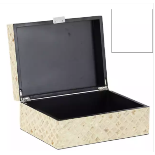 Cream Mother of Pearl Coastal Decorative Box (Set of 2)