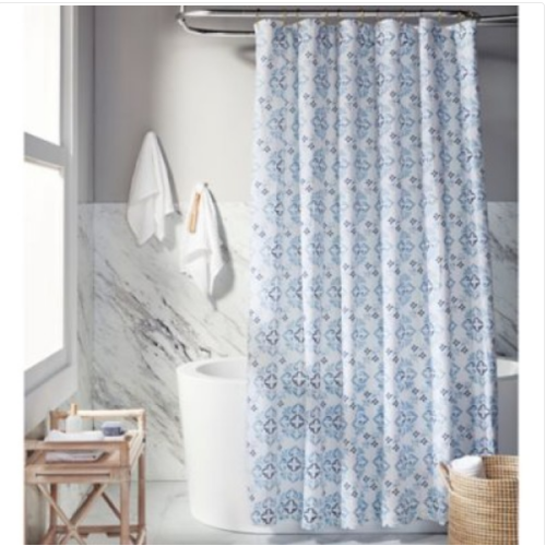 Everhome Eloise Medallion 72-Inch x 72 Inch Shower Curtain in Skyway