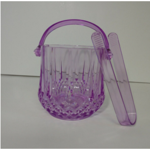 Two Piece Serving Set Diamond Embossed Purple Ice Bucket & Tongs