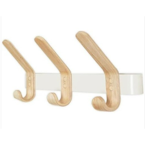 Squared Away Wall Mounted Ash Wood 3 Hook Rack