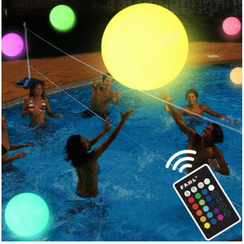 Pool Toys - LED Beach Ball with Remote Control - 16 Colors Lights and 4 Light Modes, 100ft Control Distance - Outdoor Beach Party Games for Kids Adults, Pool Patio Garden Decorations (1PCS)