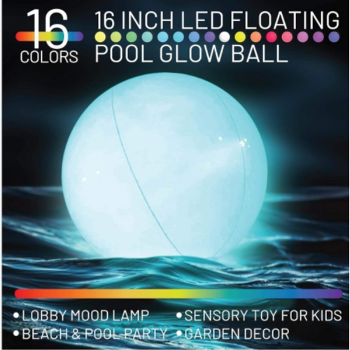 Pool Toys - LED Beach Ball with Remote Control - 16 Colors Lights and 4 Light Modes, 100ft Control Distance - Outdoor Beach Party Games for Kids Adults, Pool Patio Garden Decorations (1PCS)