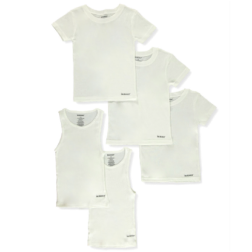 Isotoner Boys' 5-Piece Crew Neck T-Shirts And Tank Tops Set - white, 6/8