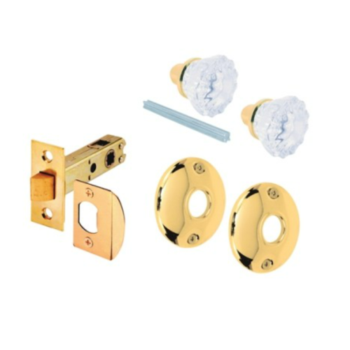 Defender Security E 2317 Glass Knob Passage Door Latch Set, Brass