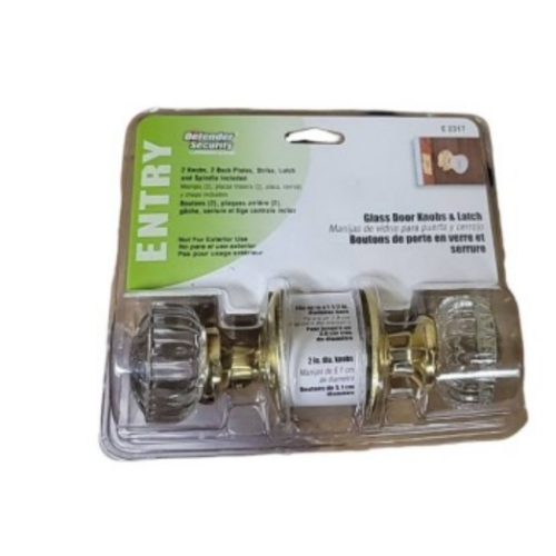 Defender Security E 2317 Glass Knob Passage Door Latch Set, Brass