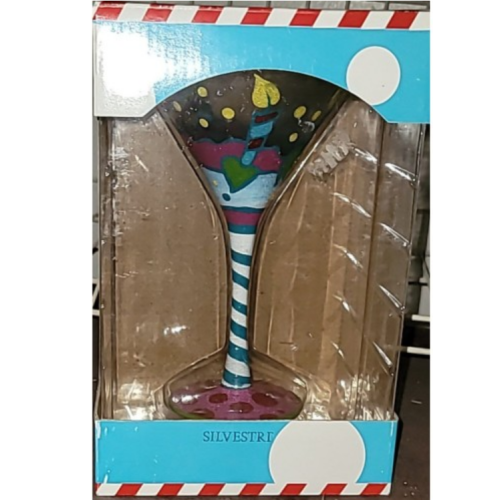 Lisa Frost Collection painted martini glass