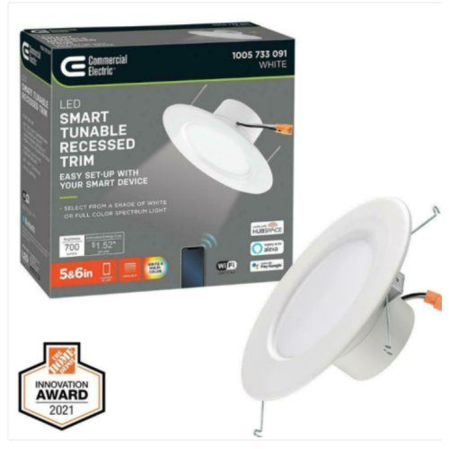 Commercial Electric LED Smart Tunable Recessed Trim Light set of 2