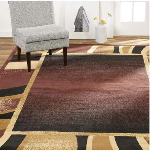 Home Dynamix Premium Rizzy Contemporary Abstract Border Area Rug, Brown/Beige, 3'7"x5'2"