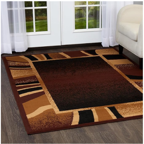 Home Dynamix Premium Rizzy Contemporary Abstract Border Area Rug, Brown/Beige, 3'7"x5'2"