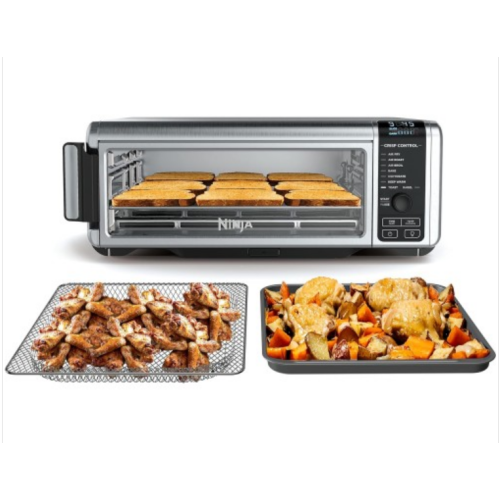 Ninja SP101 Digital Air Fry Countertop Oven with 8-in-1 Functionality, Flip Up & Away Capability for Storage Space, with Air Fry Basket, Wire Rack & Crumb Tray, Silver