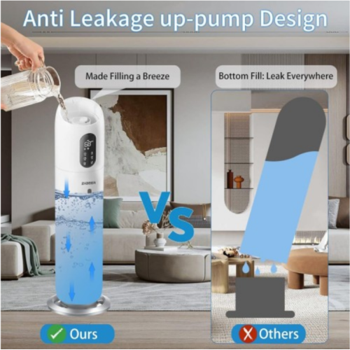 Humidifiers for Bedroom Large Room, ZXBEER 9L Top Fill Ultrasonic Humidifier with 360°Nozzle 7 Color Light Auto Shut-Off, 3 Modes Run Up to 48 Hrs Super Quiet Cool Mist Humidifier for Home Baby Adult