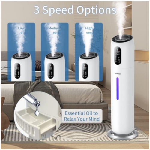 Humidifiers for Bedroom Large Room, ZXBEER 9L Top Fill Ultrasonic Humidifier with 360°Nozzle 7 Color Light Auto Shut-Off, 3 Modes Run Up to 48 Hrs Super Quiet Cool Mist Humidifier for Home Baby Adult