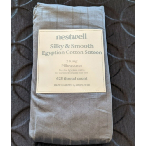 Nestwell Silky & Smooth Egyptian Cotton Sateen 2 King Pillowcases