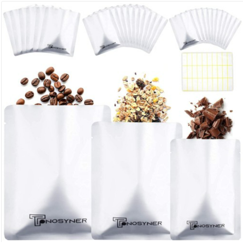 Mylar Bags, 3 Sizes 30 Pack, Lock Bags, Heat Seal Bags, Food Storage Bags for Coffee, Tea, Candy Beans, Nuts and Cookies