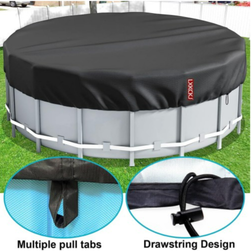 LXKCKJ 8ft Round Oxford Pool Cover with Drawstring Waterproof Dustproof Pool Cover (8ft Round Shape)