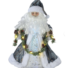 Holiday Time LED Fiber Optic Santa Christmas Tree Topper, 12"